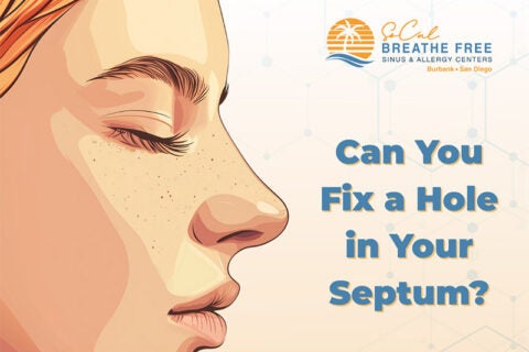 Woman taking deep breath