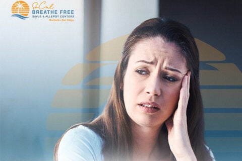 Women having headache.